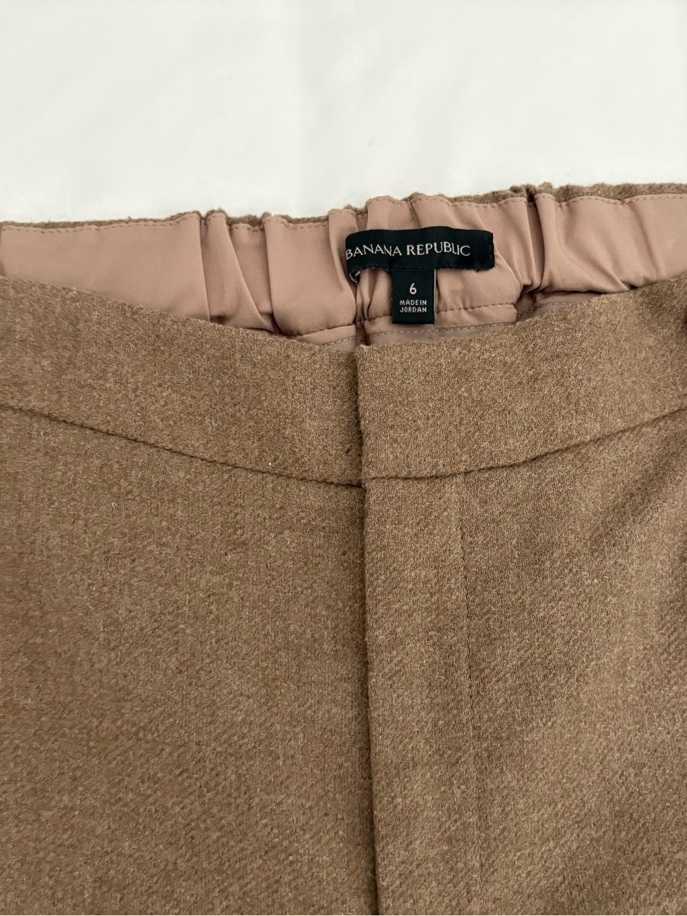 Banana Republic Tan Wool-Blend Dress Pants with Adjustable Waistband